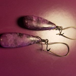 Genuine Charoite Stone Earrings